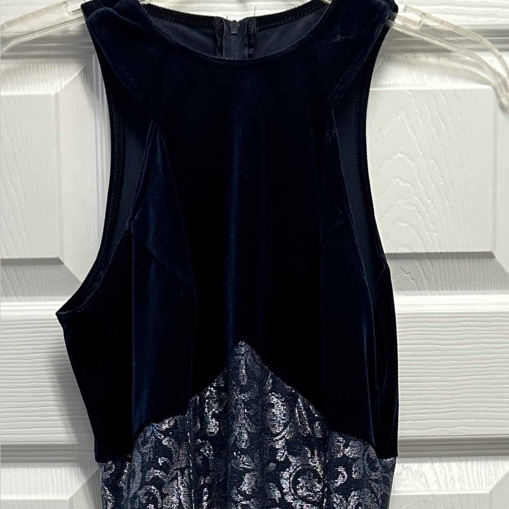 Jessica McClintock Black and Purple Maxi Skirt